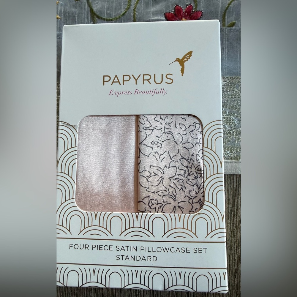 Papyrus Satin Pillowcase Set of 4- Pink and Pink with black New